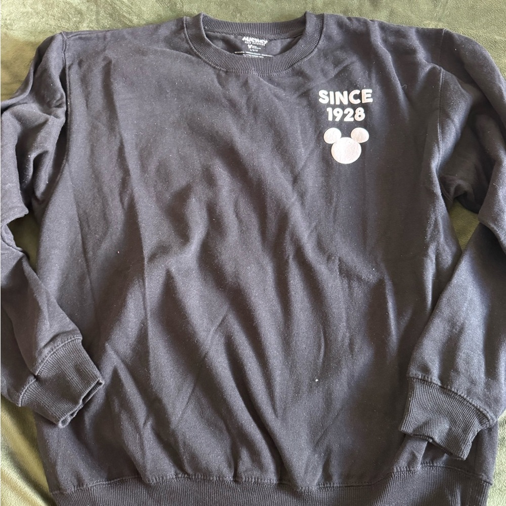 Disney Black Crewneck Sweater with Mickey Mouse Logo